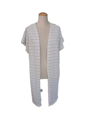HEIMISH USA Cream, Light Blue and White Open-Front Knit Cardigan